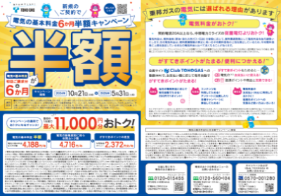電気の基本料金6か月半額キャンペーンチラシ