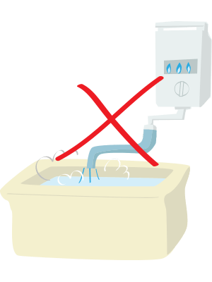 LPガスの危険な給湯方法