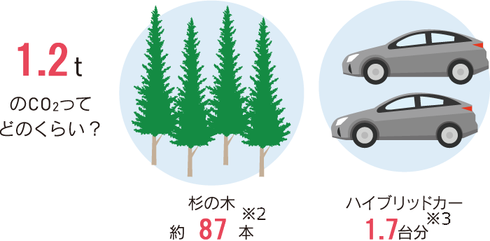 1.2t の CO2 ってどのくらい？